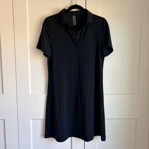 Outdoor Voices Black Polo Shirt Dress | L